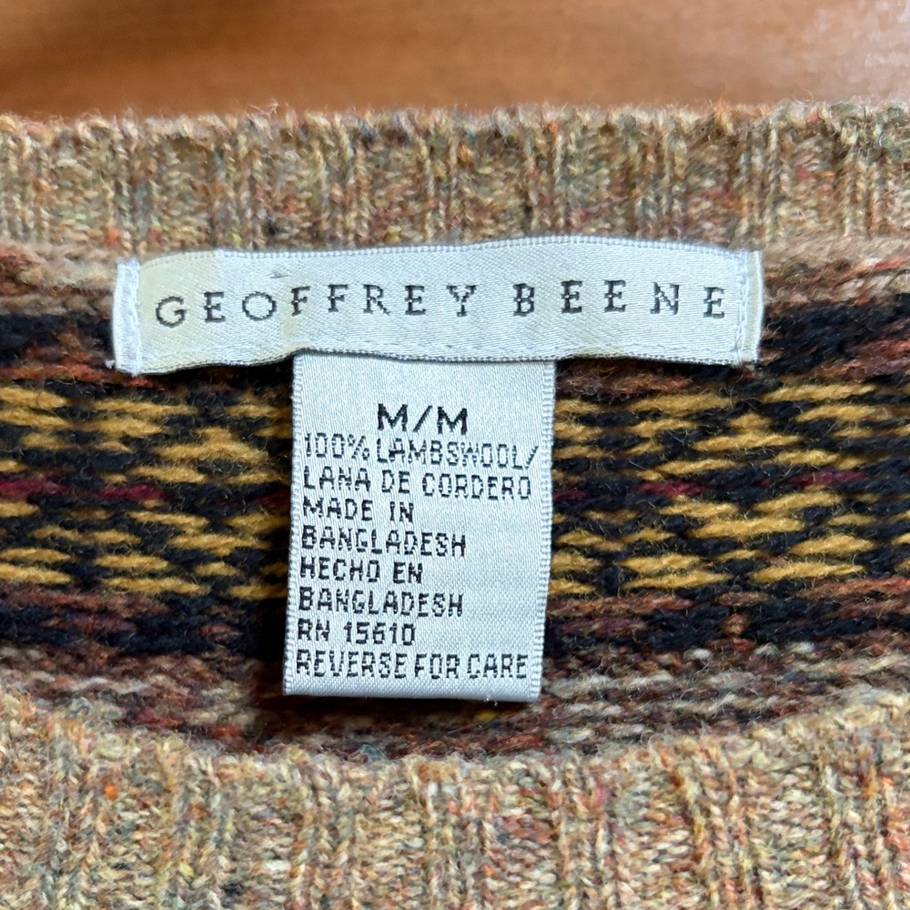 Geoffrey Beene Multicolor Patterned Lambswool Cre… - image 2